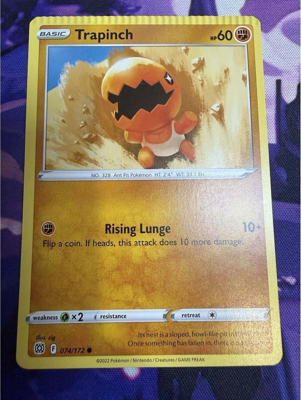 Trapinch 074/172 Brilliant Stars Pokemon Crimp Error Misprint Factory Error